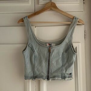 AVIATOR NATION - DENIM TOP ZIP FRONT BUSTIER - SUPER LIGHT